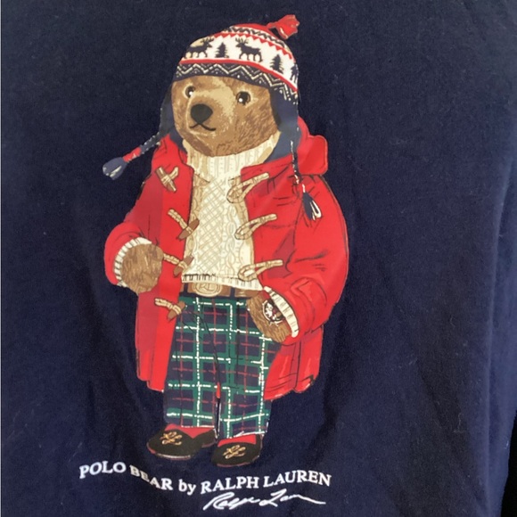 Polo Ralph Lauren navy blue long sleeve teddy bear Christmas pj - Picture 2 of 4